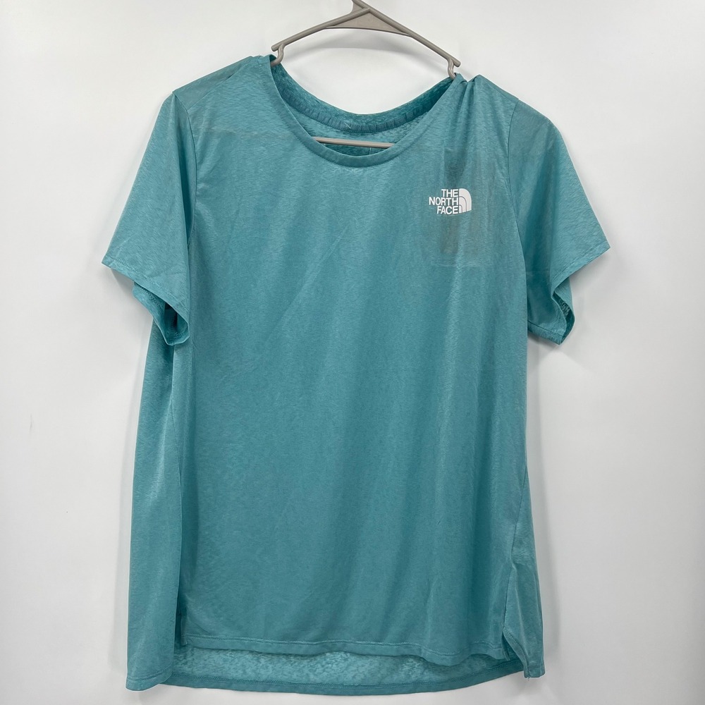 The North Face Womens Reef Waters Short Sleeve TShirt Top Teal Blue L‎ - Picture 1 of 11